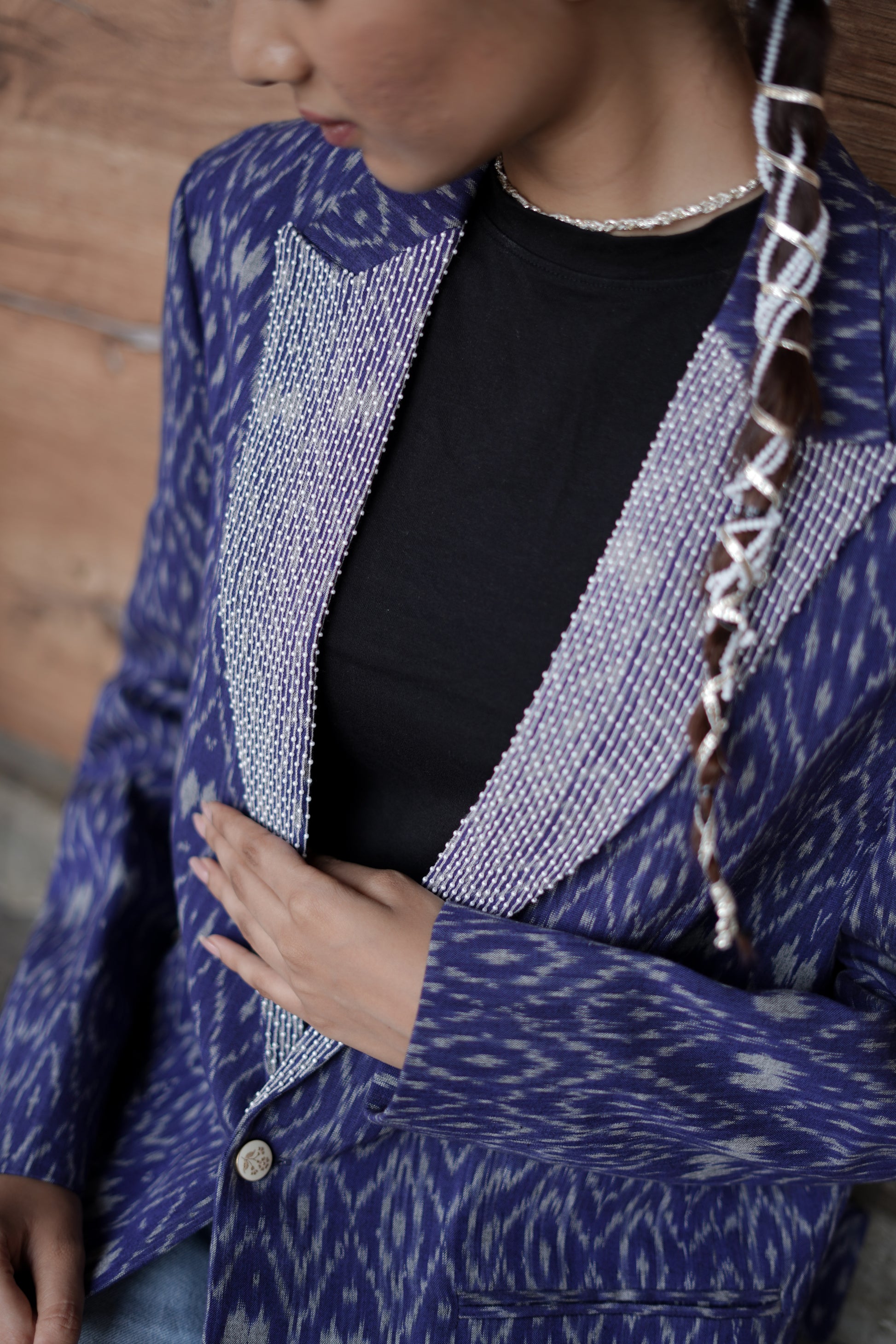 IKAT PEARL EMBROIDERED BLAZER